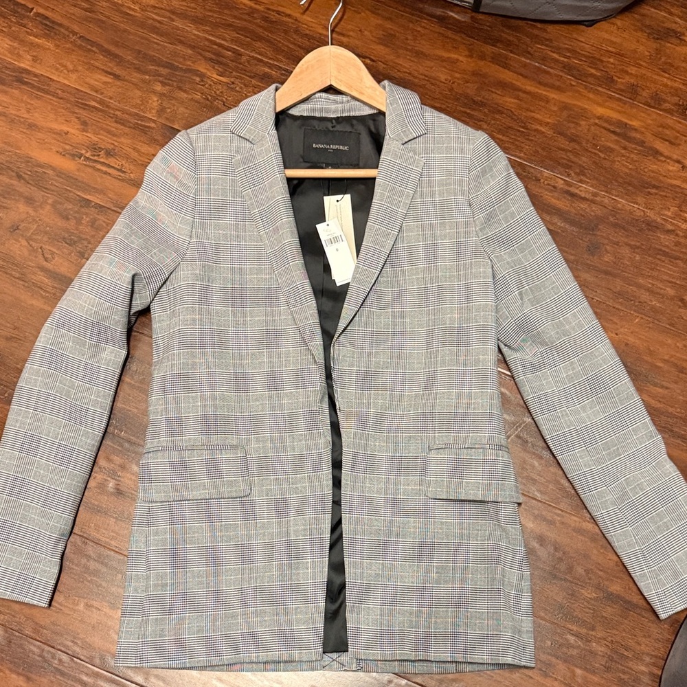 Banana Republic Black and White Checkered Blazer